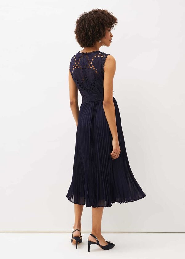 Phase Eight Amora Lace Bodice Pleated Dress