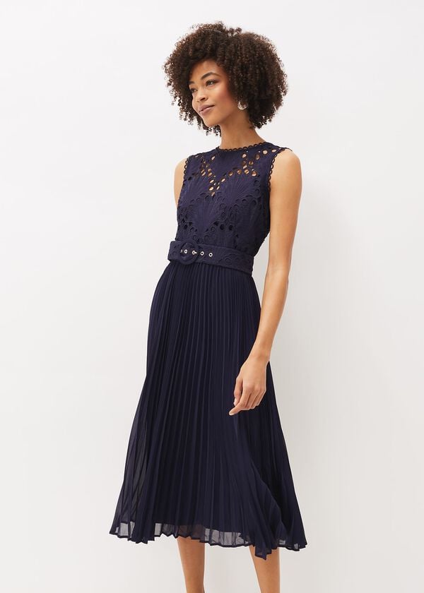 Phase Eight Amora Lace Bodice Pleated Dress