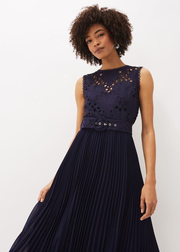 Phase Eight Amora Lace Bodice Pleated Dress