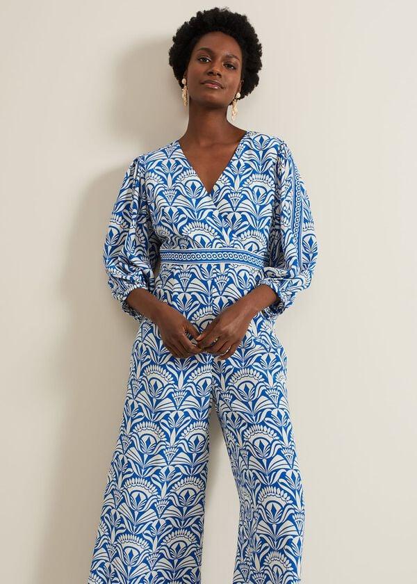 Phase Eight Amy Print V Neck Jumpsuit