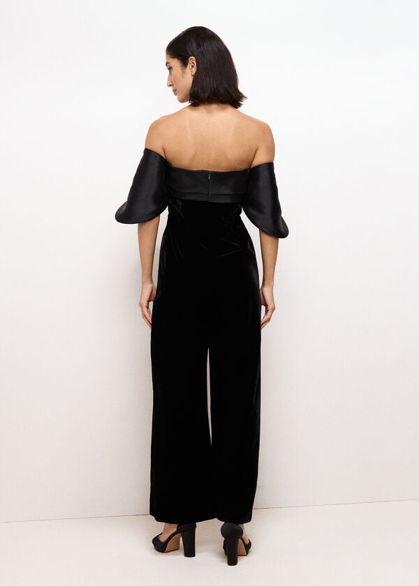 Phase Eight Angelica Black Bardot Velvet Jumpsuit