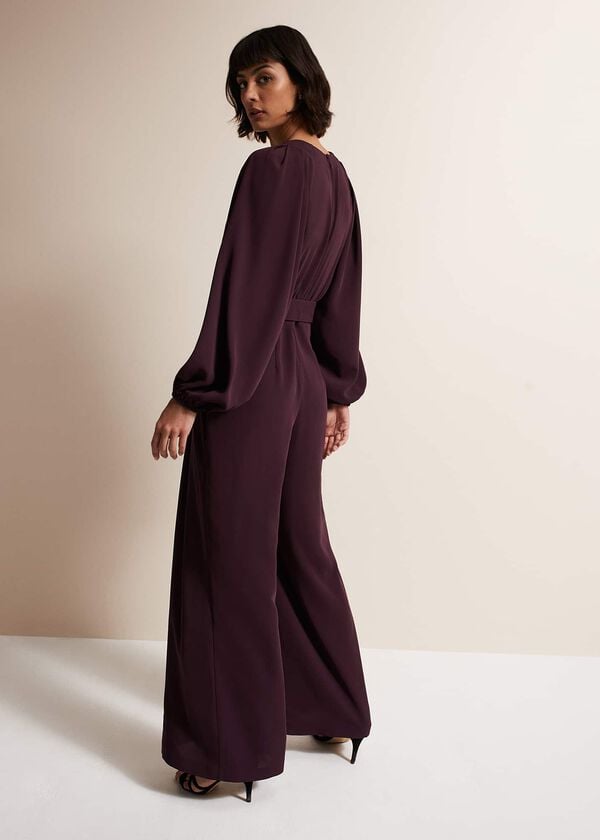 Phase Eight Angelina Burgundy Wide Leg Jumpsuit