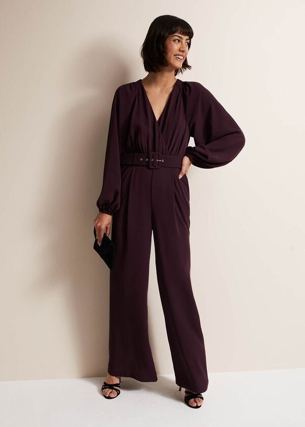 Phase Eight Angelina Burgundy Wide Leg Jumpsuit