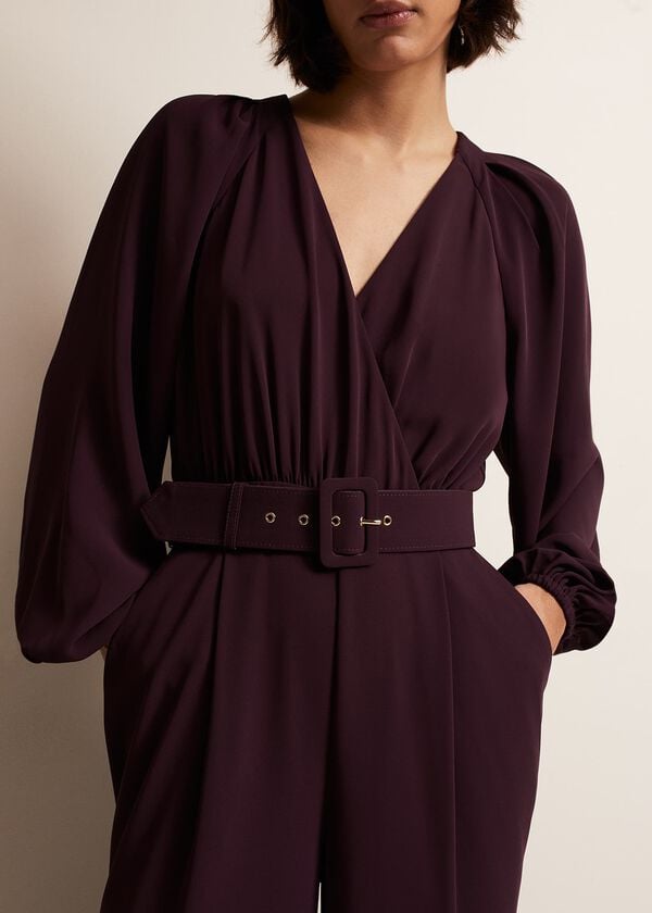 Phase Eight Angelina Burgundy Wide Leg Jumpsuit