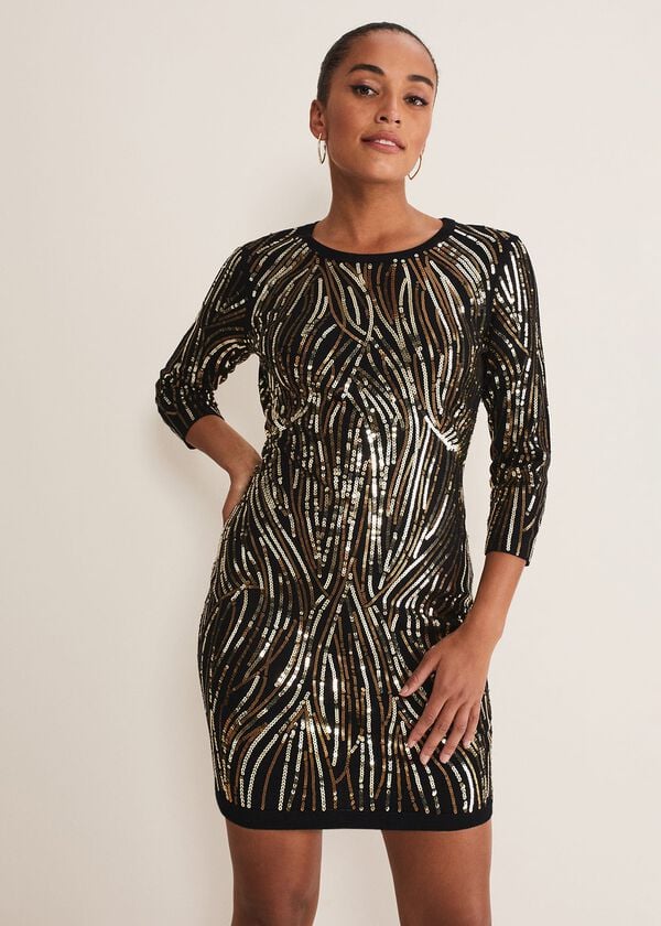 phase eight Anisa Open Back Sequin Knit Dress