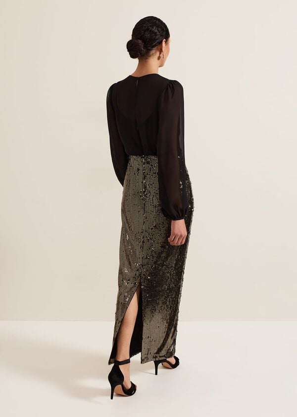 Phase Eight Aniya Sequin Long Sleeved Maxi Dress