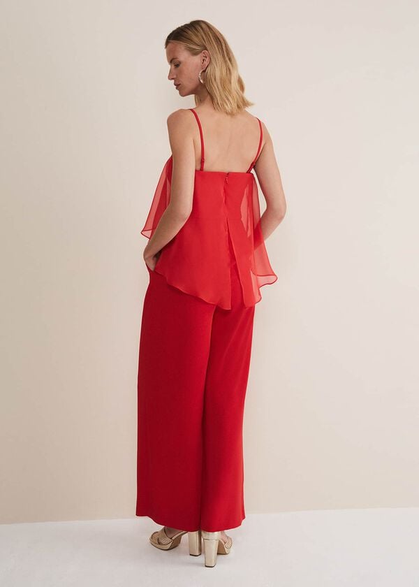 Phase Eight Anna Red Wide Leg Jumpsuit