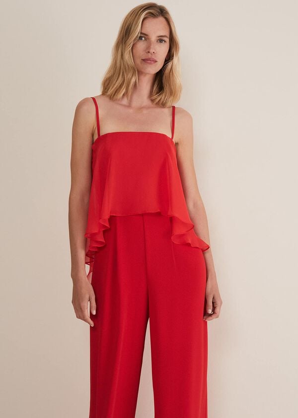 Phase Eight Anna Red Wide Leg Jumpsuit