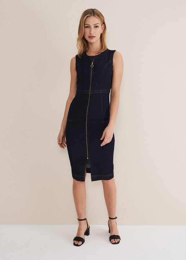 Phase Eight Anwen Fitted Denim Midi Dress