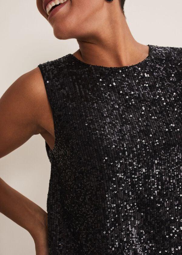 Phase Eight Aubrey Black Sequin Wide Leg Jumpsuit