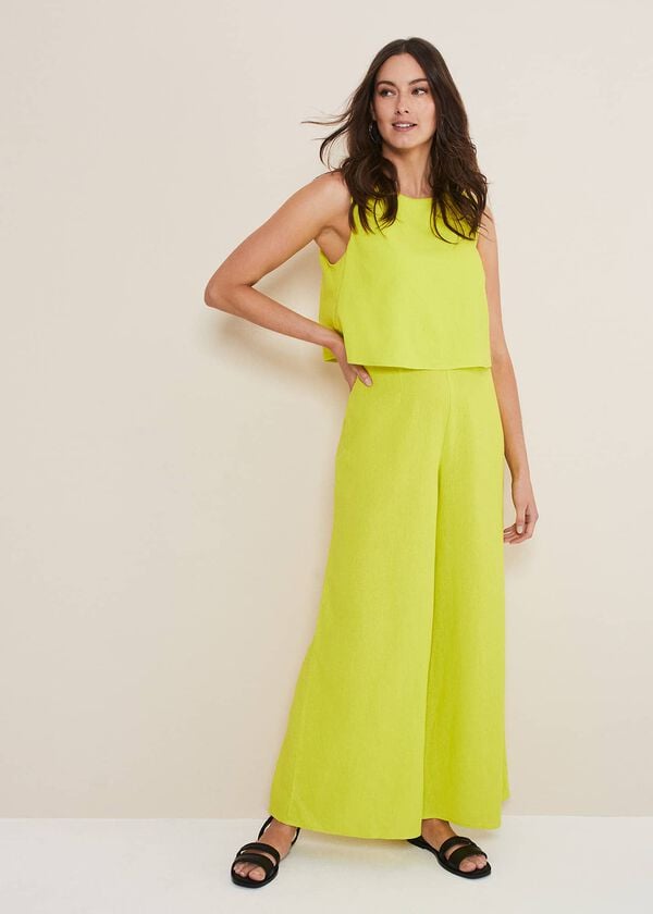 phase eight Aubrey Lime Linen Wide Leg Jumpsuit