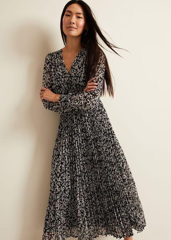 Phase Eight Ayana Spot Pleat Midaxi Dress