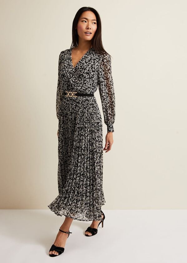 phase eight Ayana Spot Pleat Midaxi Dress