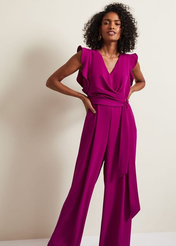 Phase Eight Ayla Magenta Ruffle Wrap Jumpsuit