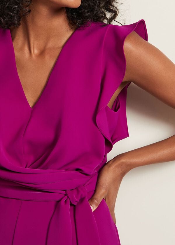 Phase Eight Ayla Magenta Ruffle Wrap Jumpsuit
