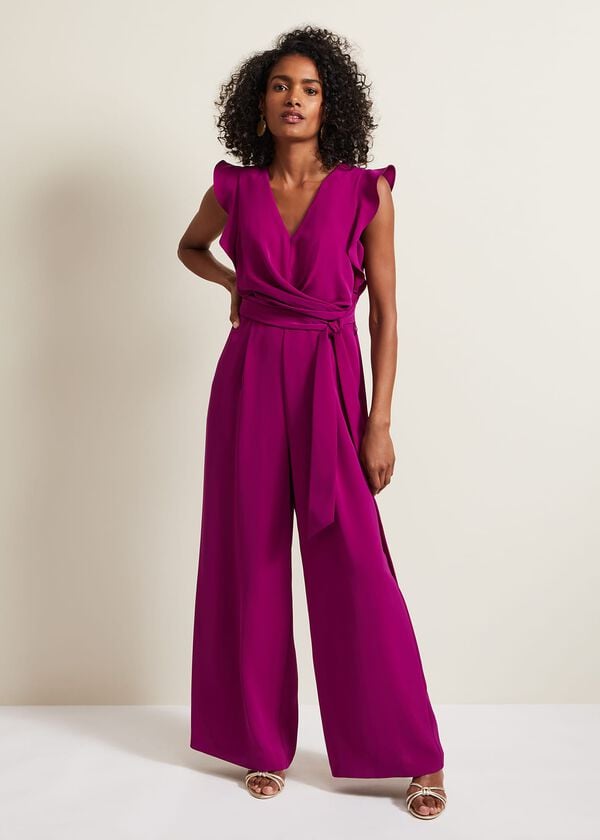 phase eight Ayla Magenta Ruffle Wrap Jumpsuit