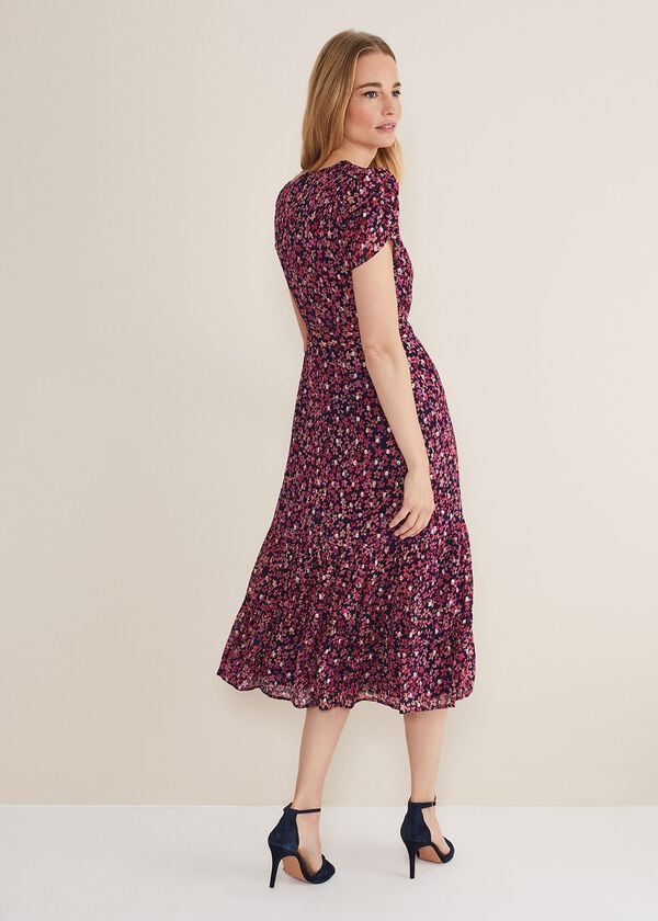 Phase Eight Azalea Ditsy Short Sleeve Midi Dress