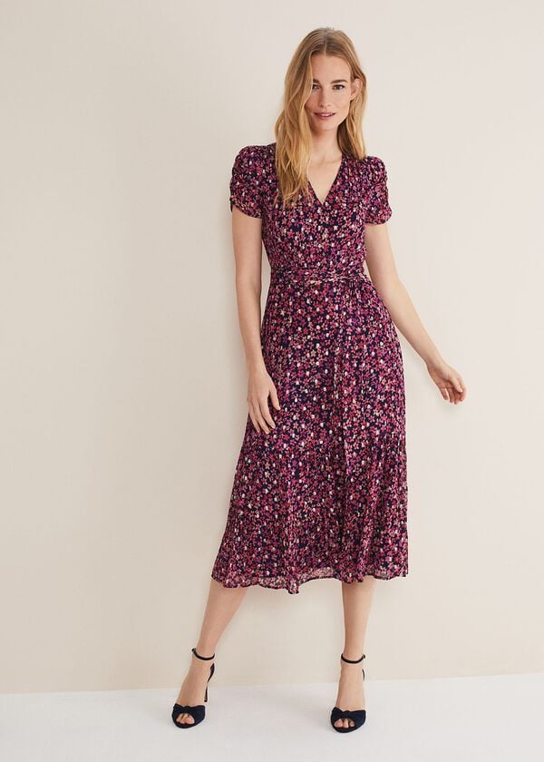 Phase Eight Azalea Ditsy Short Sleeve Midi Dress