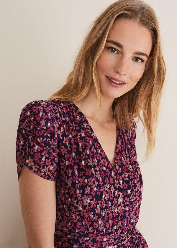 Phase Eight Azalea Ditsy Short Sleeve Midi Dress