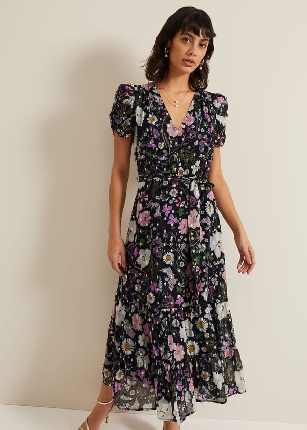 Phase Eight Azalea Print Fil Coupe Dress