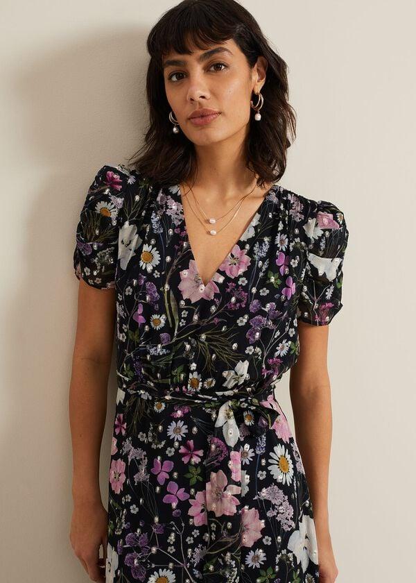 Phase Eight Azalea Print Fil Coupe Dress