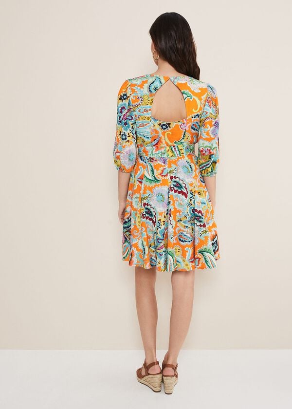 Phase Eight Azalia Paisley Linen Swing Dress