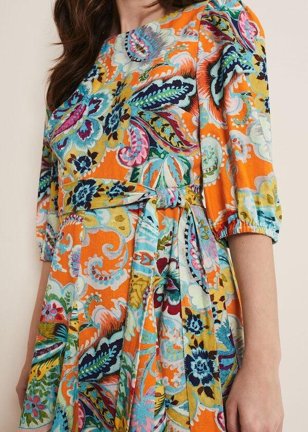 Phase Eight Azalia Paisley Linen Swing Dress