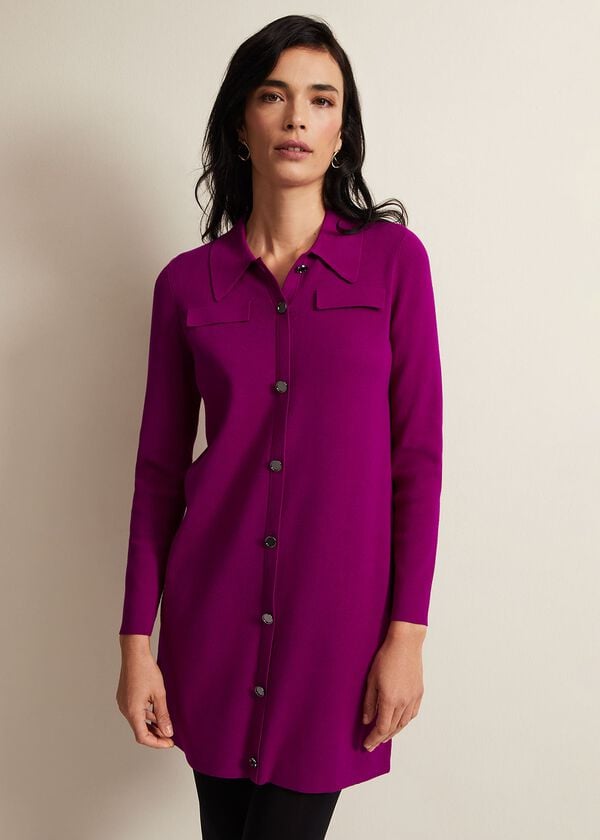 phase eight Azealia Fine Knit Collared Tunic Dress