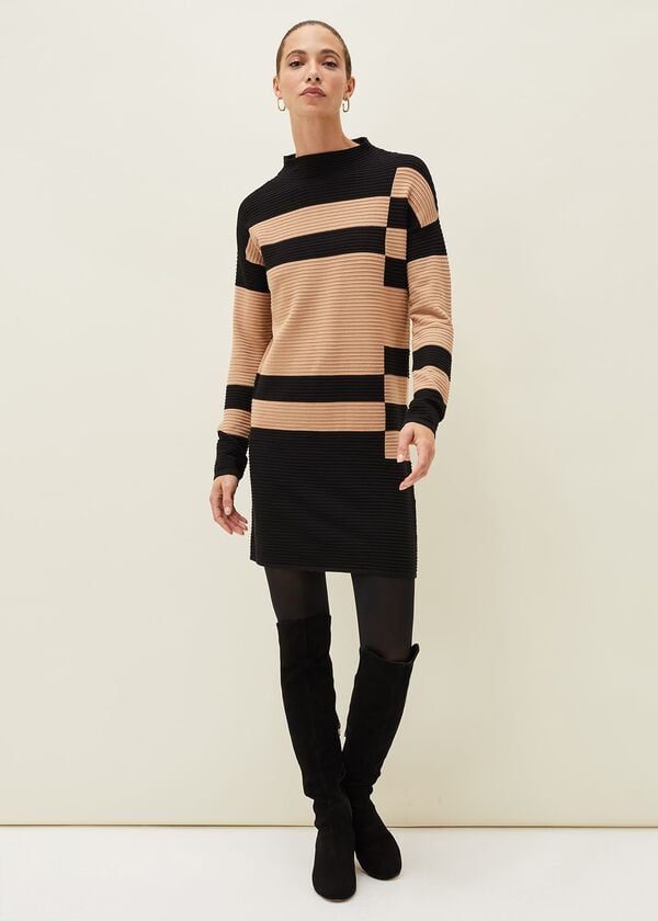 Phase Eight Azera Colourblock Textured Knit Dress