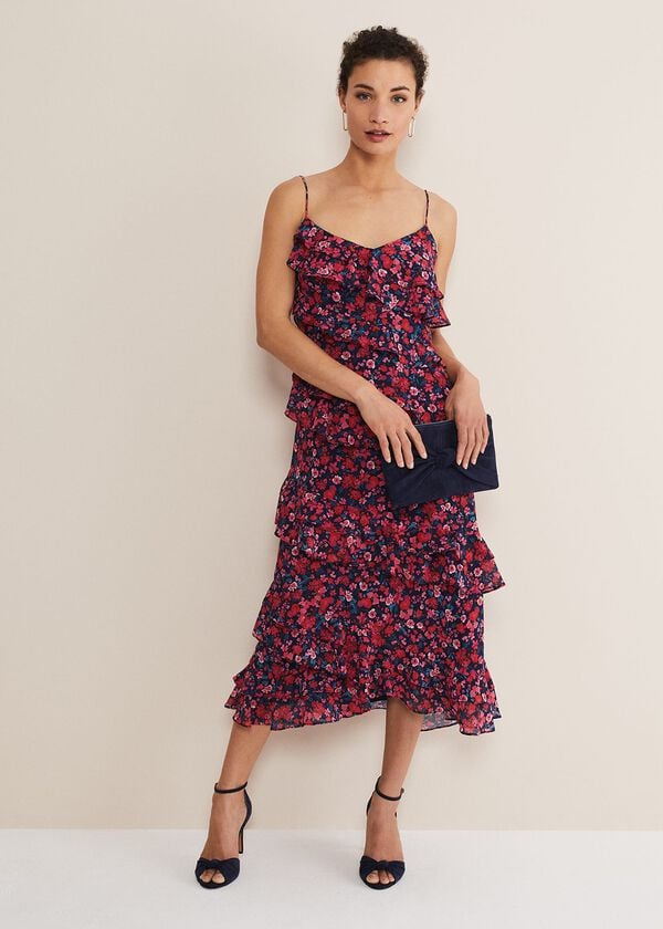 Phase Eight Ballie Floral Ruffled Midi Dress