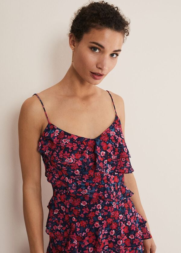 Phase Eight Ballie Floral Ruffled Midi Dress