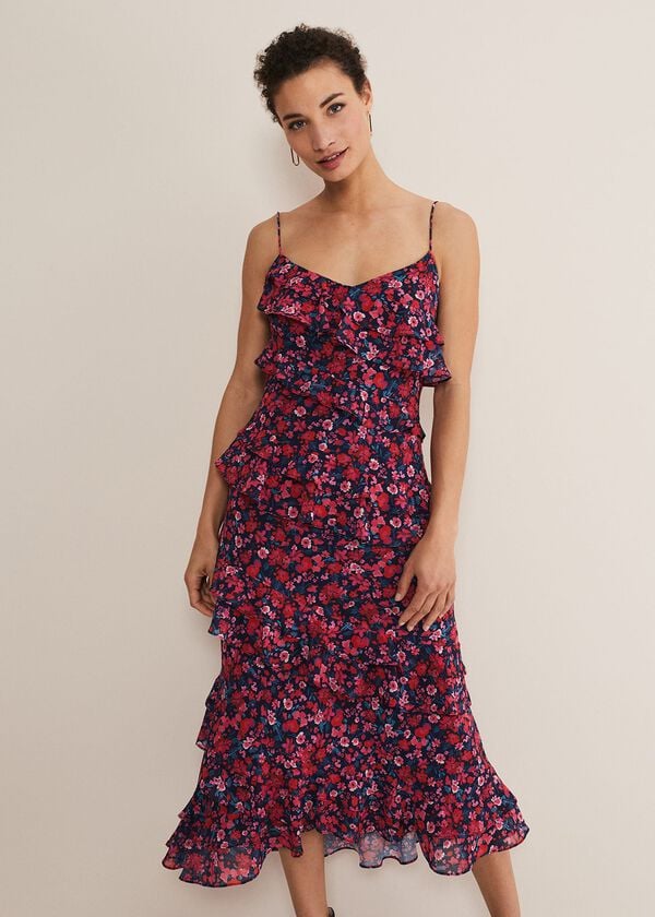 phase eight Ballie Floral Ruffled Midi Dress