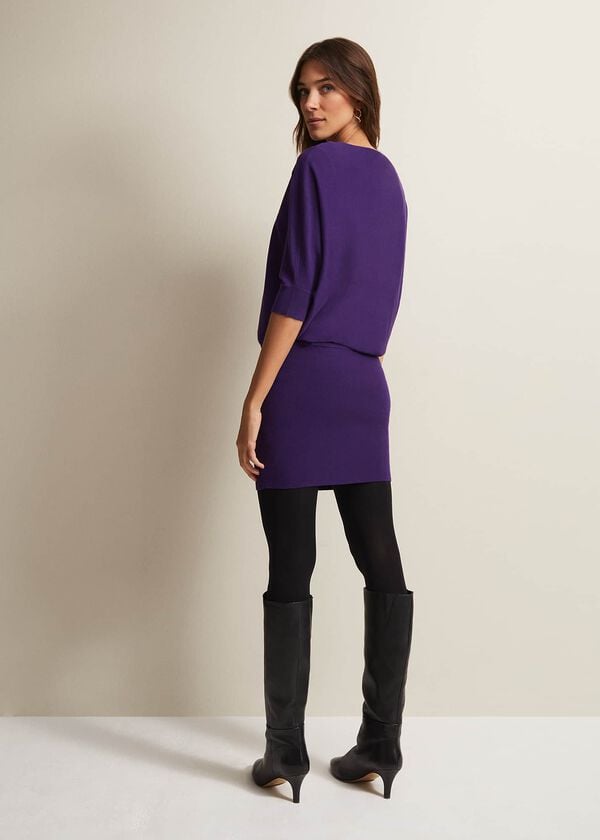 Phase Eight Becca Purple Batwing Mini Dress