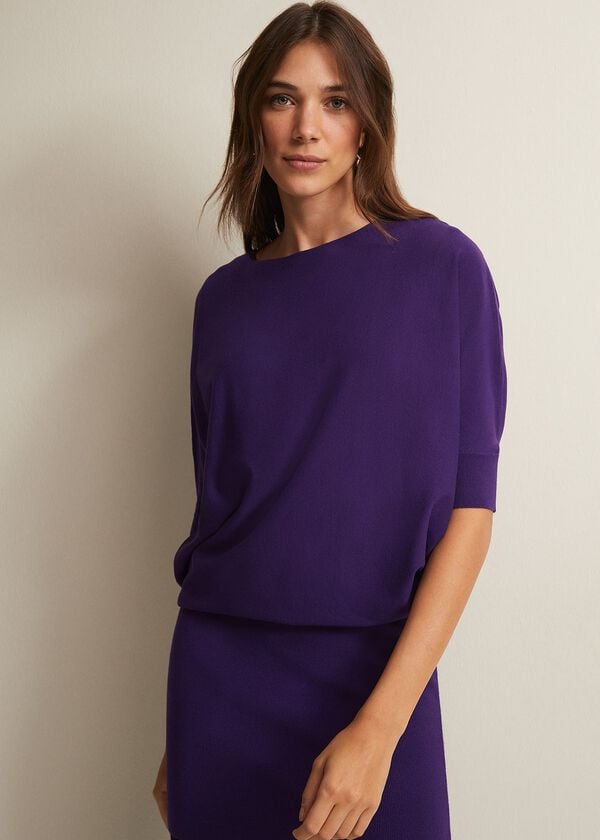Phase Eight Becca Purple Batwing Mini Dress