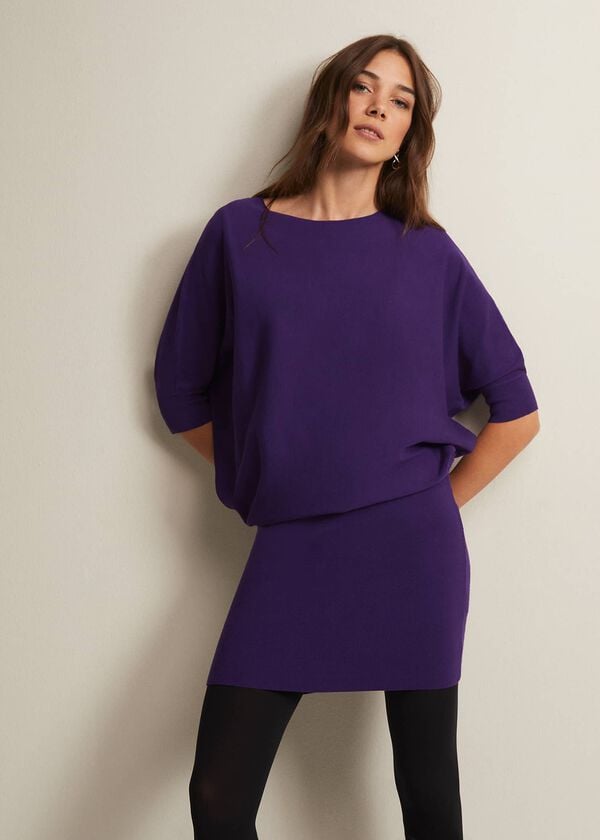phase eight Becca Purple Batwing Mini Dress