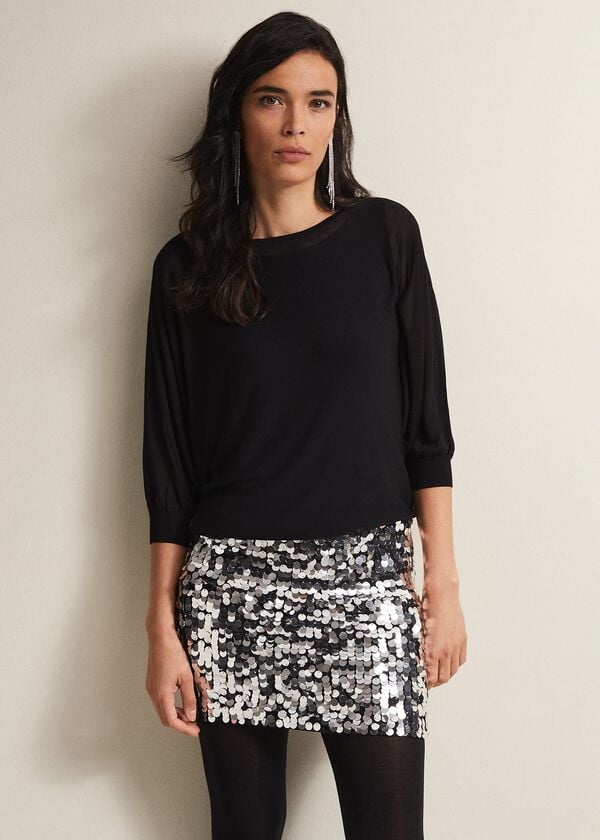 phase eight Becca Silver Sequin Batwing Mini Dress