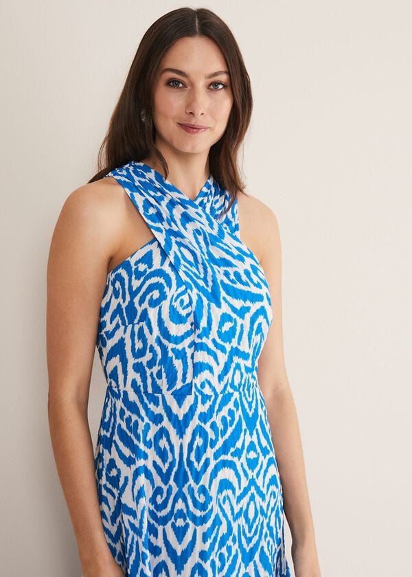 Phase Eight Bella Cross Neck Print Midi Dress