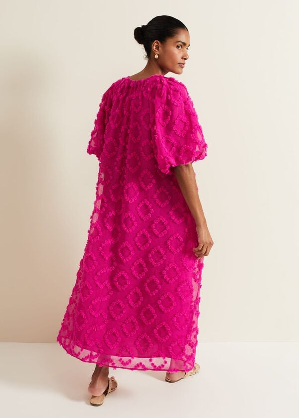 Phase Eight Bella Pink Textured Midi Dresss