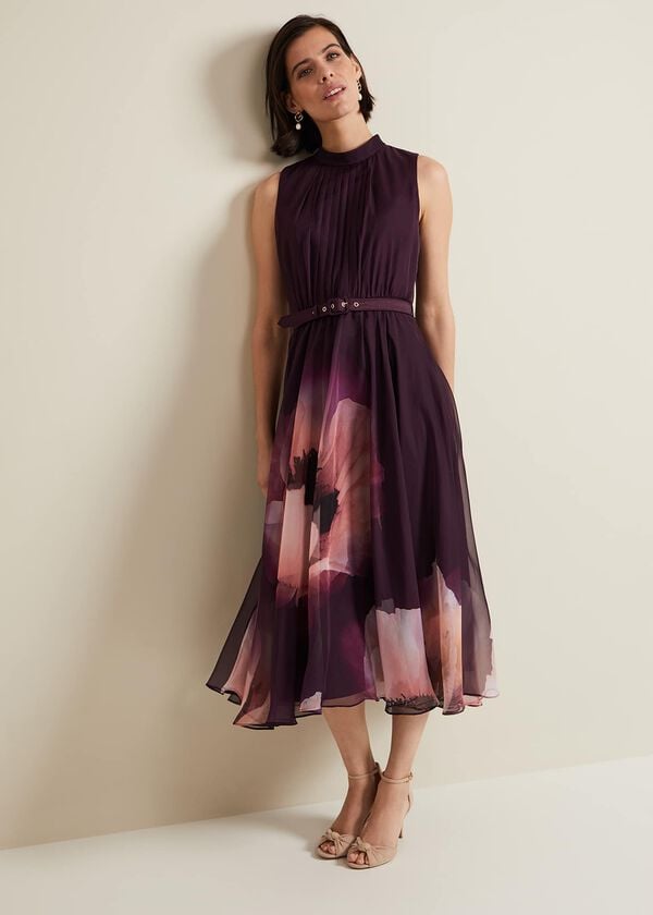 Phase Eight Bethany Placement Print Midi Dress