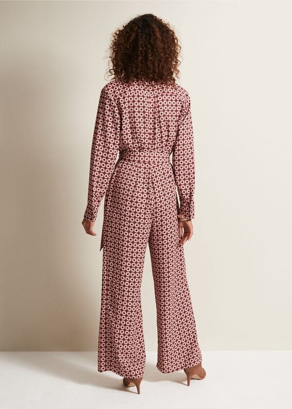 Phase Eight Bianka Satin Geo Wide Leg Jumpsuit