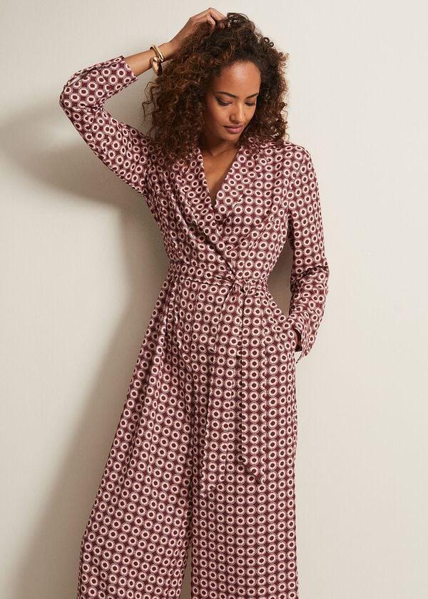 Phase Eight Bianka Satin Geo Wide Leg Jumpsuit