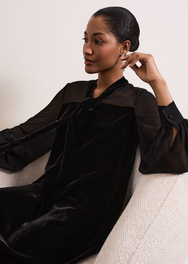 Phase Eight Black Velvet Dress