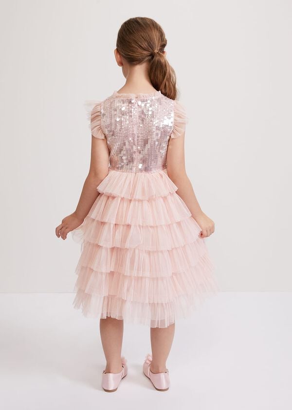Phase Eight Bobbi Pale Pink Beaded Tulle Dress