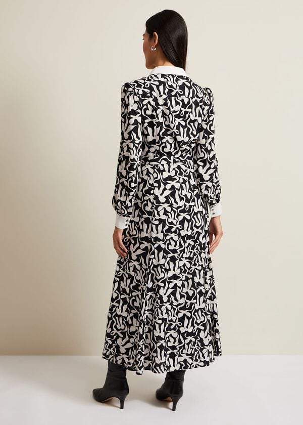 Phase Eight Bonnie Black Bow Shirt Midi Dress