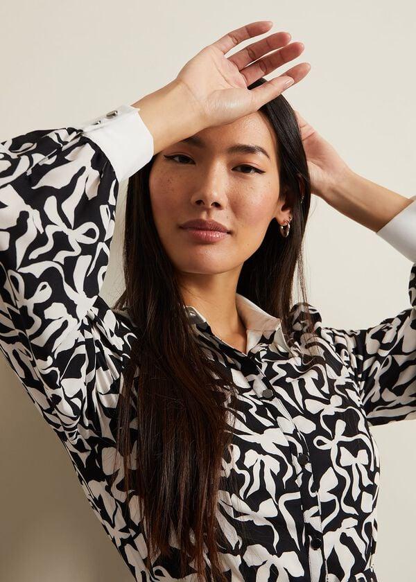 Phase Eight Bonnie Black Bow Shirt Midi Dress