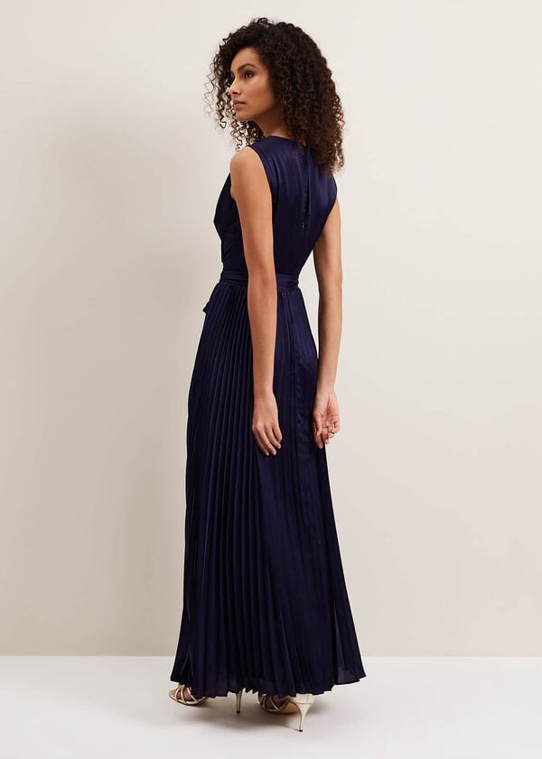 Phase Eight Bonnie Pleat Wrap Satin Maxi Dress