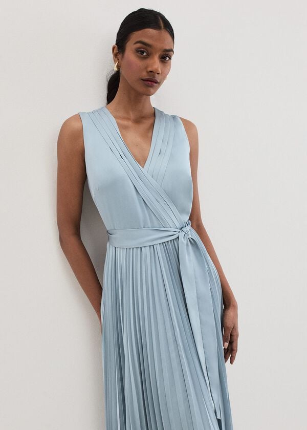 Phase Eight Bonnie Pleated Wrap Satin Maxi Dress