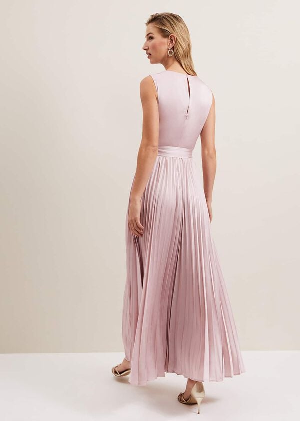 Phase Eight Bonnie Pleated Wrap Satin Maxi Dress