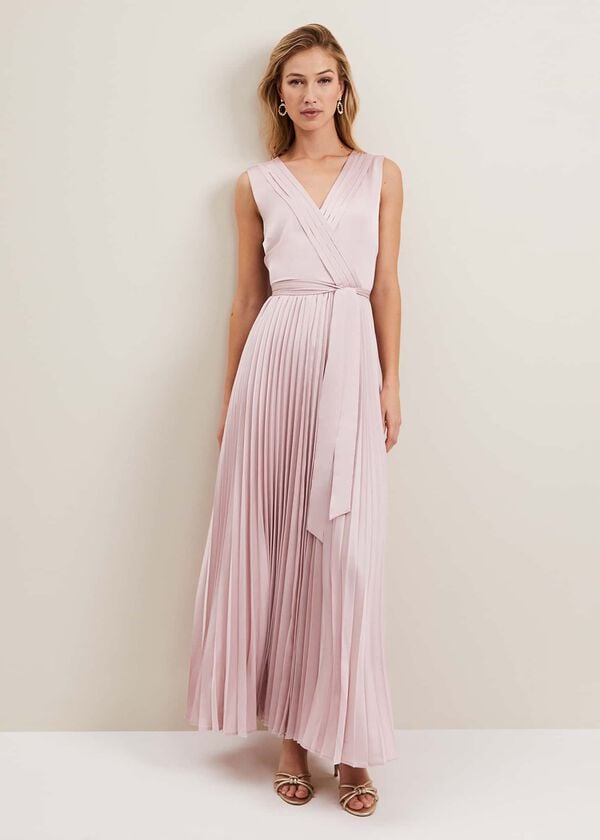 phase eight Bonnie Pleated Wrap Satin Maxi Dress
