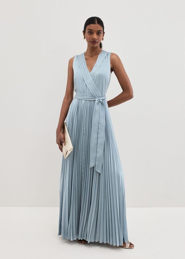phase eight Bonnie Pleated Wrap Satin Maxi Dress